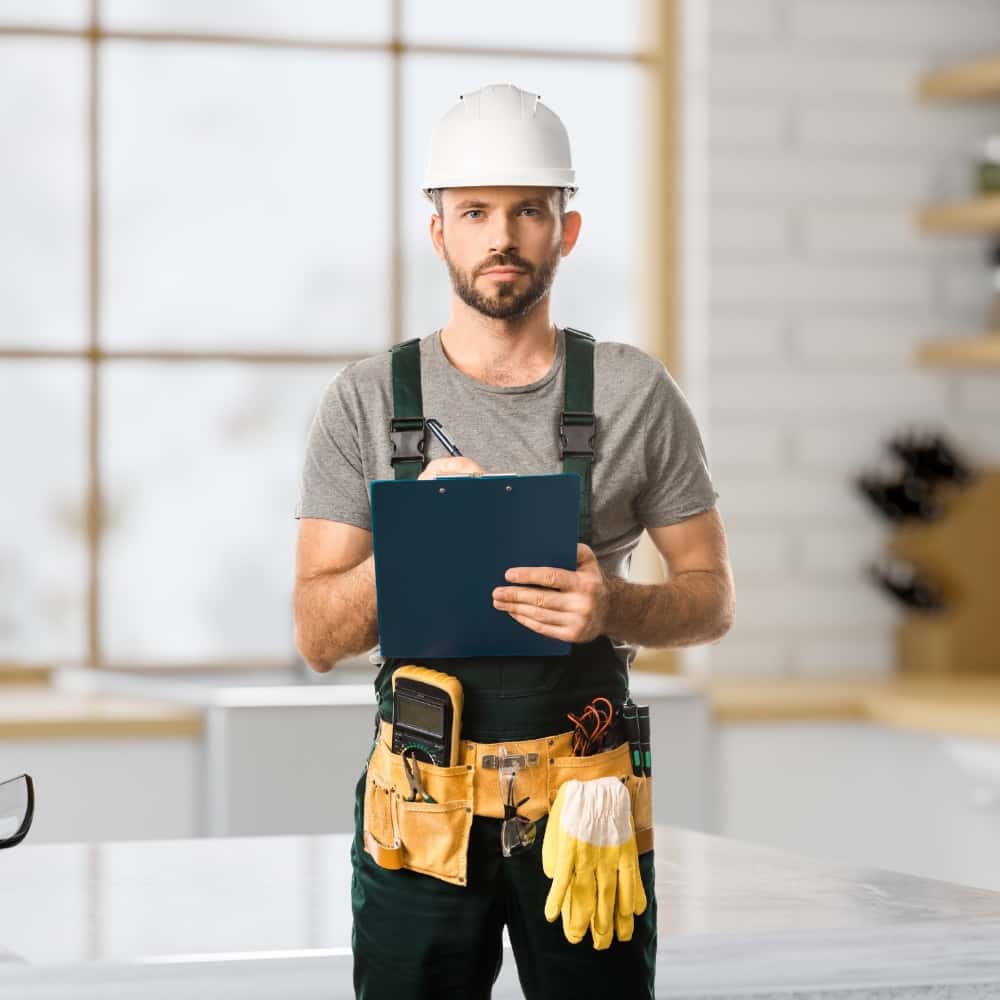 Tradesperson holding a clipboard